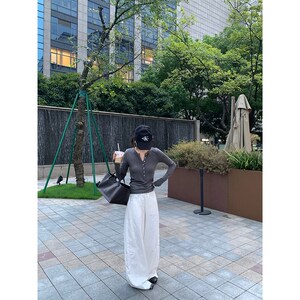 大小姐77 重磅结构感row风极简小众秋冬好搭牛仔白色阔腿裤神裤