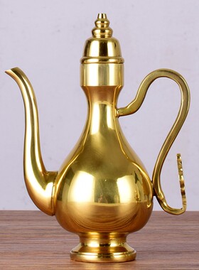 家用拜神仿古供奉佛前关公财神黄铜酒壶茶壶酒杯茶杯高脚供杯用品