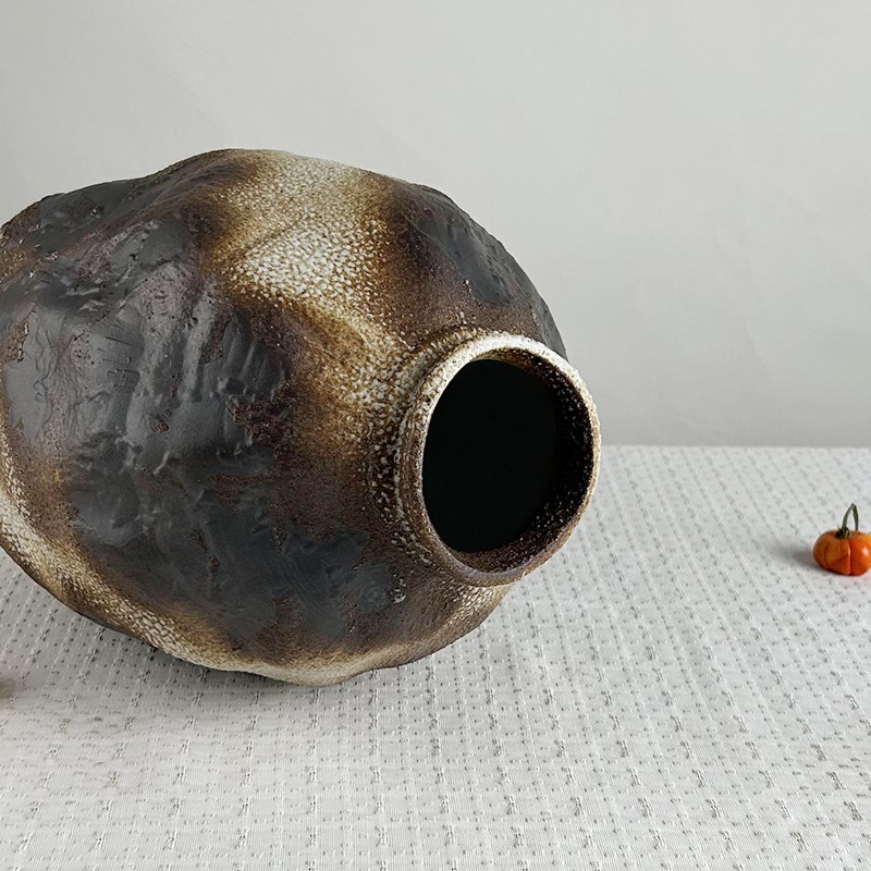 侘寂风陶罐花瓶复古禅意茶室餐桌摆件仿古陶艺民宿插花器水培瓷器