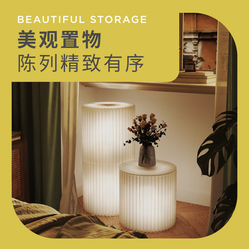 折学家圆柱展示柜可发光架子手办灯光展架货柜置物摆件商用展示台