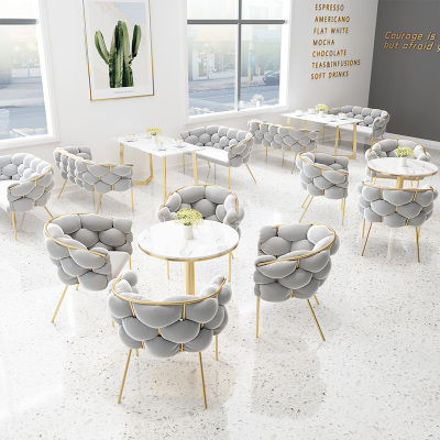 奶茶甜品店咖啡厅单双人沙发洽谈桌椅组合休闲休息区影楼接待卡座