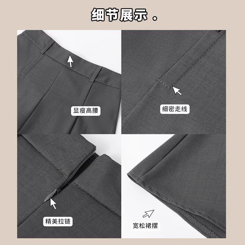 灰色毛呢百褶半身裙女春秋冬季高腰显瘦a字小个子学院西装中长裙