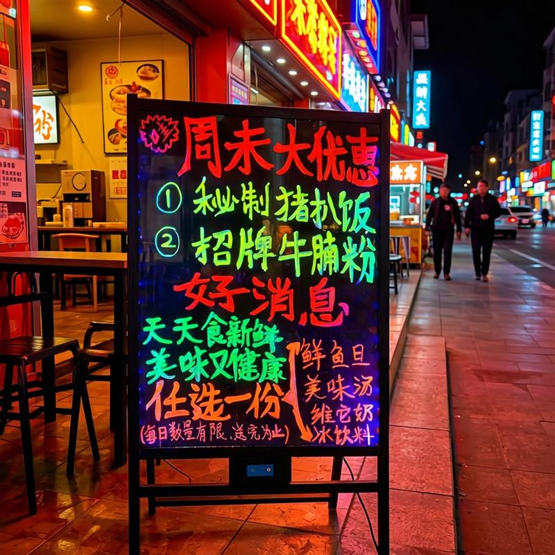 夜市摆摊用LED广告牌手写发光电子小黑板 户外萤光板可挂式展示灯
