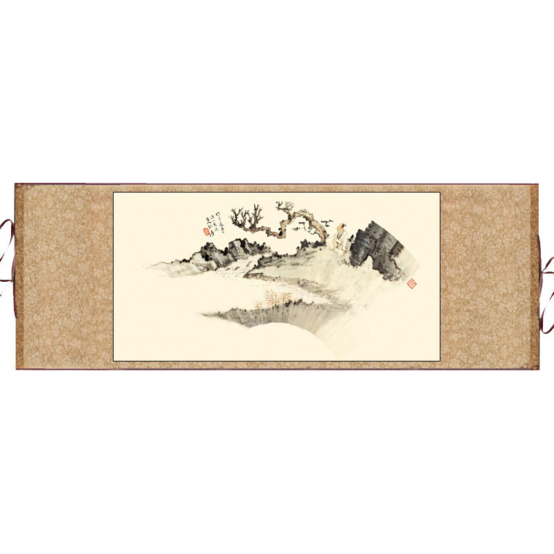 古代名家字画书法横幅扇面画书房客厅装饰画宣纸水墨画国画绢布画