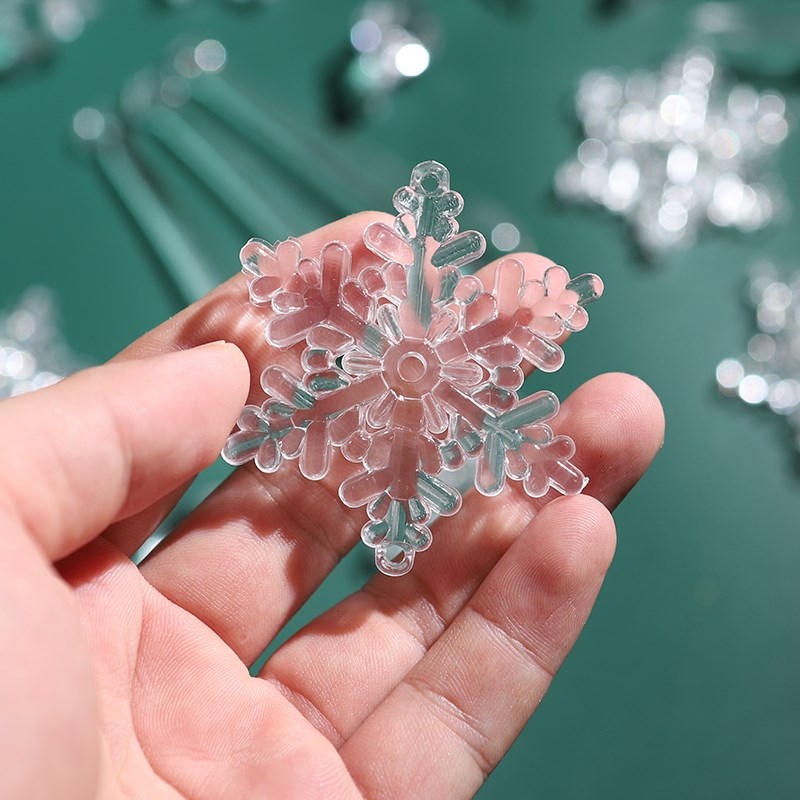 圣诞节亚克力冰锥雪花星星挂饰圣诞树透明小挂件布景装饰品挂件