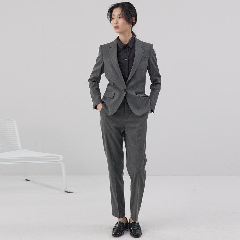 宿色小西装外套女春秋职业商务正装工作服套装修身面试高端穿搭