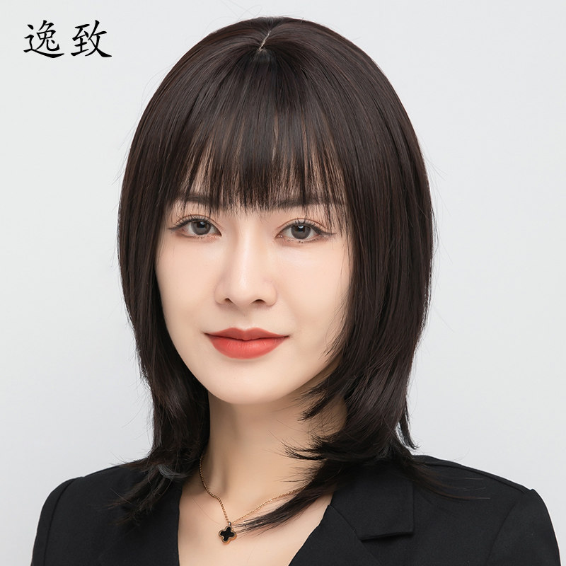 妈妈中老年假发女士长发中长直发大防真头皮修脸锁骨发内扣假发套