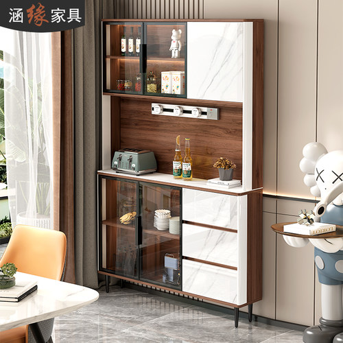 轻奢岩板超薄餐边柜窄型25cm高柜厨房置物架家用收纳餐具置物酒柜
