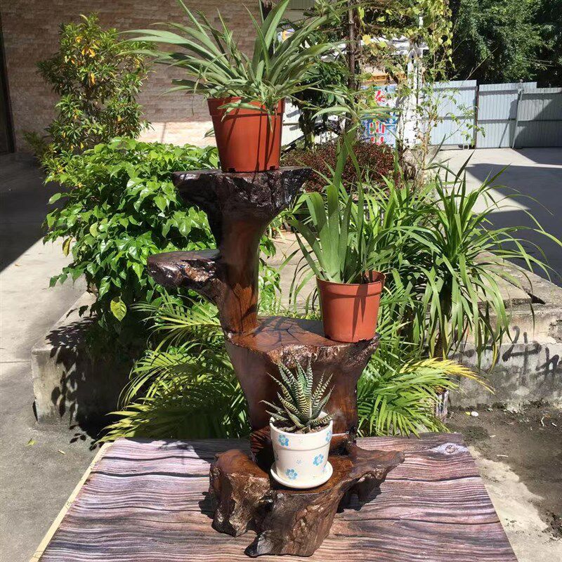 根雕花架花台木雕底座客厅摆件天然随形树根盆景架实木根原木底座