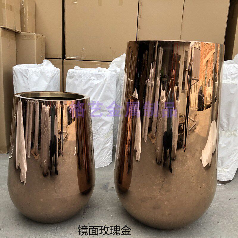 花器 花瓶不锈钢 新款景观花钵金属落地花盆 各种款式颜色定制