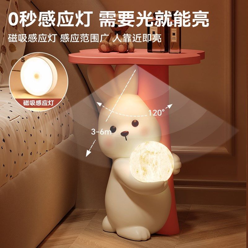 可爱小兔夜灯沙发边几存钱罐落地摆件客厅电视柜旁装饰品乔迁礼品