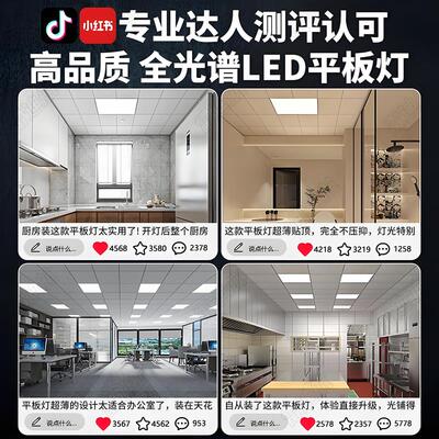 集成吊顶led灯 厨房卫生间灯铝扣板嵌入式30x30x60x300x600平板灯