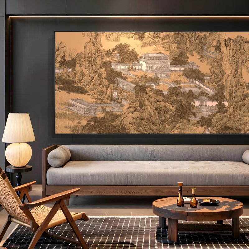东方美学金箔高端装饰画新中式民宿酒店茶室书房国风古典挂画