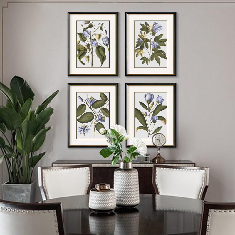 美式植物装饰画客厅卧室沙发背景墙画餐厅玄关四联轻奢挂画喇叭花