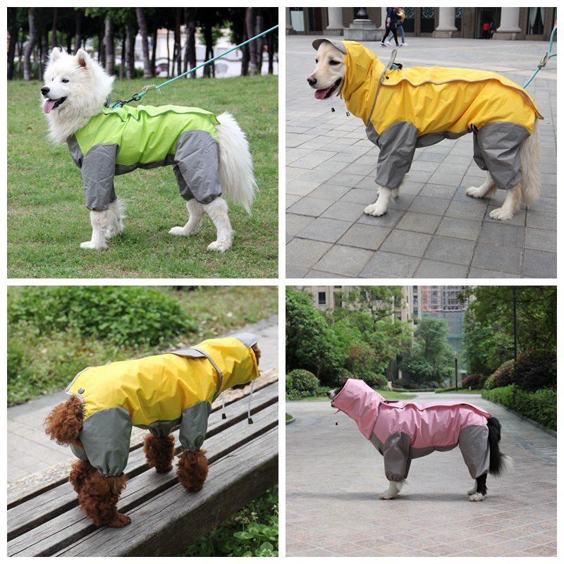 狗雨衣柴犬大狗小狗大型犬法斗比熊泰迪防水宠物金毛连帽四脚全包