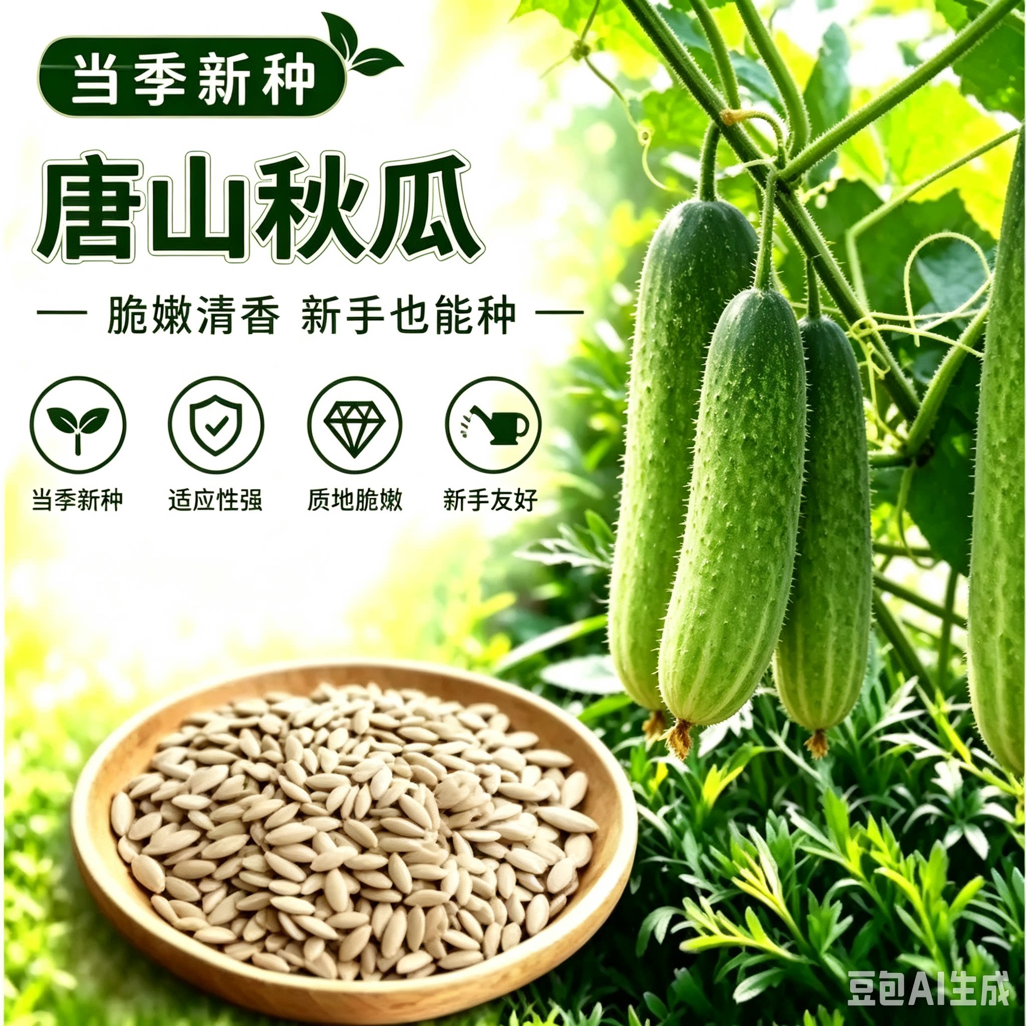 唐山秋瓜秋黄瓜水果黄瓜阳台盆栽春季秋季易播种蔬菜MD