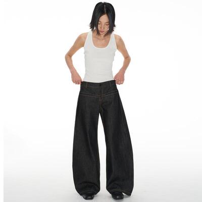 JCAESAR DENIMS工字褶香蕉裤 挺阔低腰弯刀版型 黄缝线 WOMEN系列