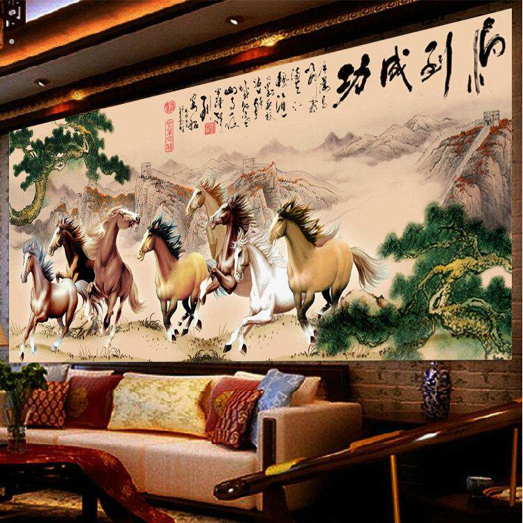 八骏图十字绣十字绣马到成功八骏马骏马奔腾