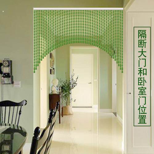 绿色桃木葫芦门帘卧室卫生间门对门挂帘玄关隔断帘新款免打孔珠帘