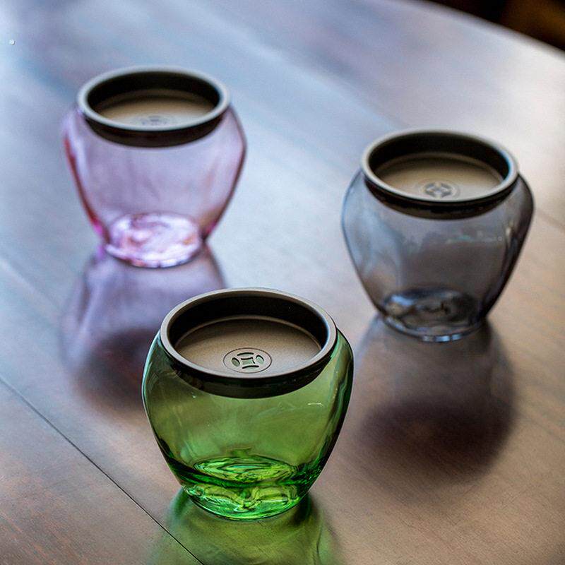 多彩玻璃茶洗建水壶承家用茶渣缸日式过滤茶渣桶水盂水洗茶具配件
