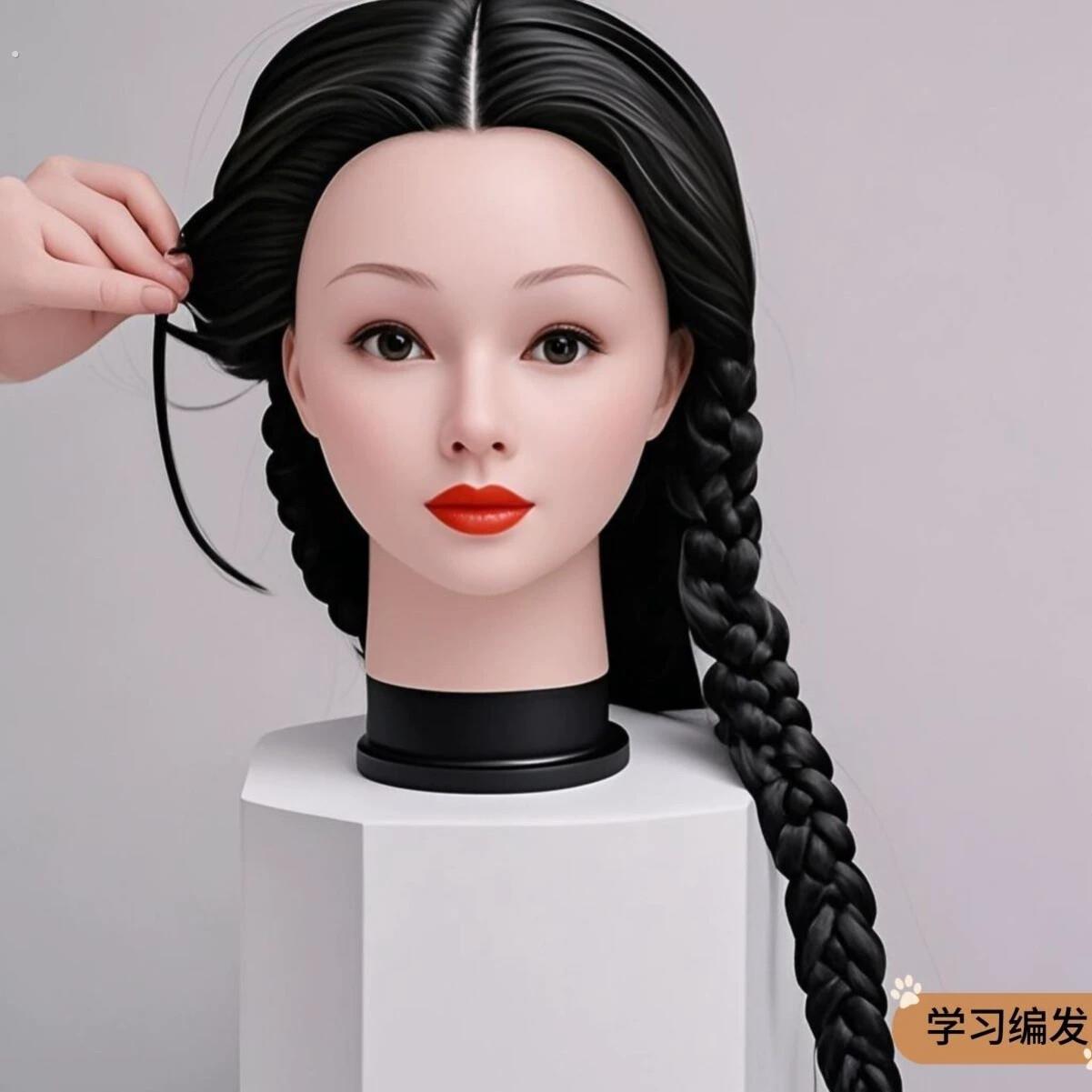假人模型头发美发头模编发盘发练习学徒用假人头模型剪发化妆假发
