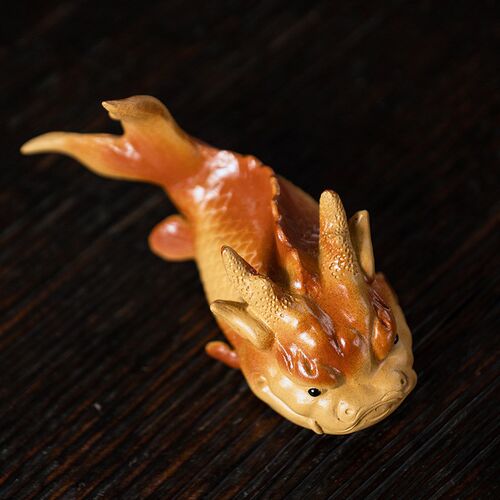 绚彩亮目鱼化龙紫砂茶宠精品手工原矿招财茶具配件茶桌茶台手摆件