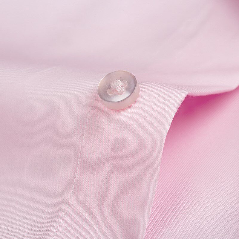 HN高端丝光棉免烫淡粉色衬衫长袖纯棉浅粉结婚新郎粉红色男士衬衣