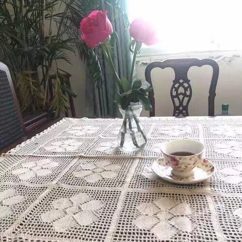 【辛妈家】米白色复古多用手针钩小桌布 非常精致的一款桌布90*90