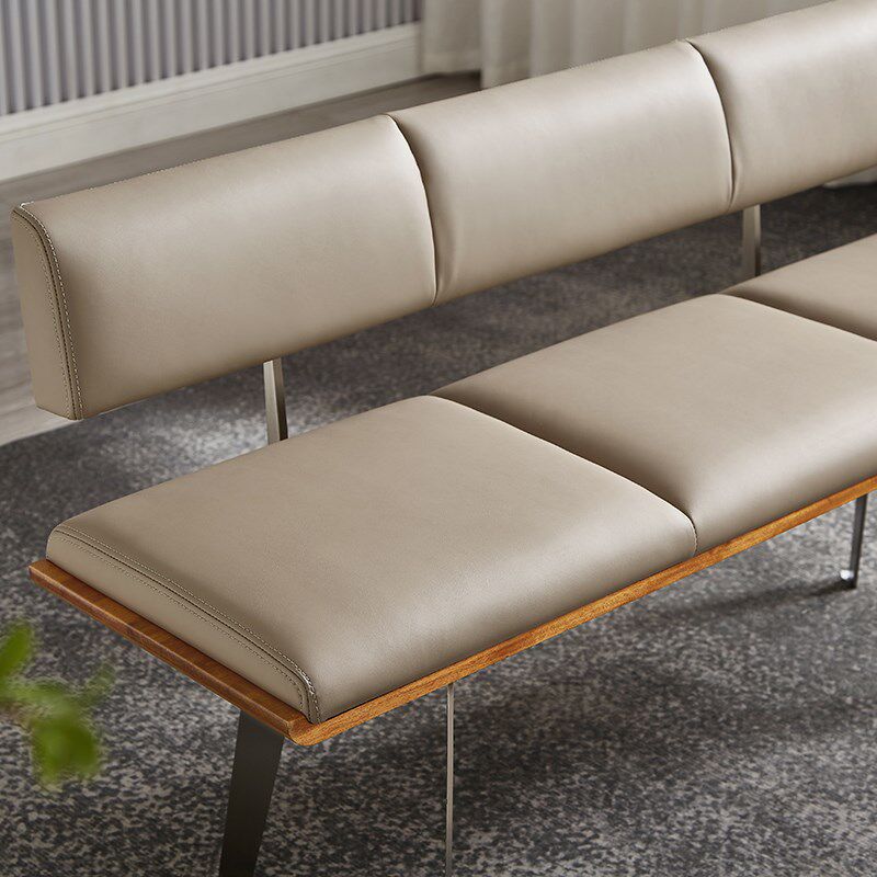 轻奢长凳餐椅带靠背不锈钢长椅凳长条凳商场休息等位凳餐厅餐边凳