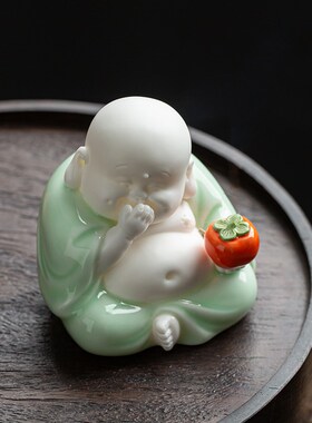 创意陶瓷弥勒佛摆件大肚佛笑佛禅意客厅办公室桌面装饰品车载摆设