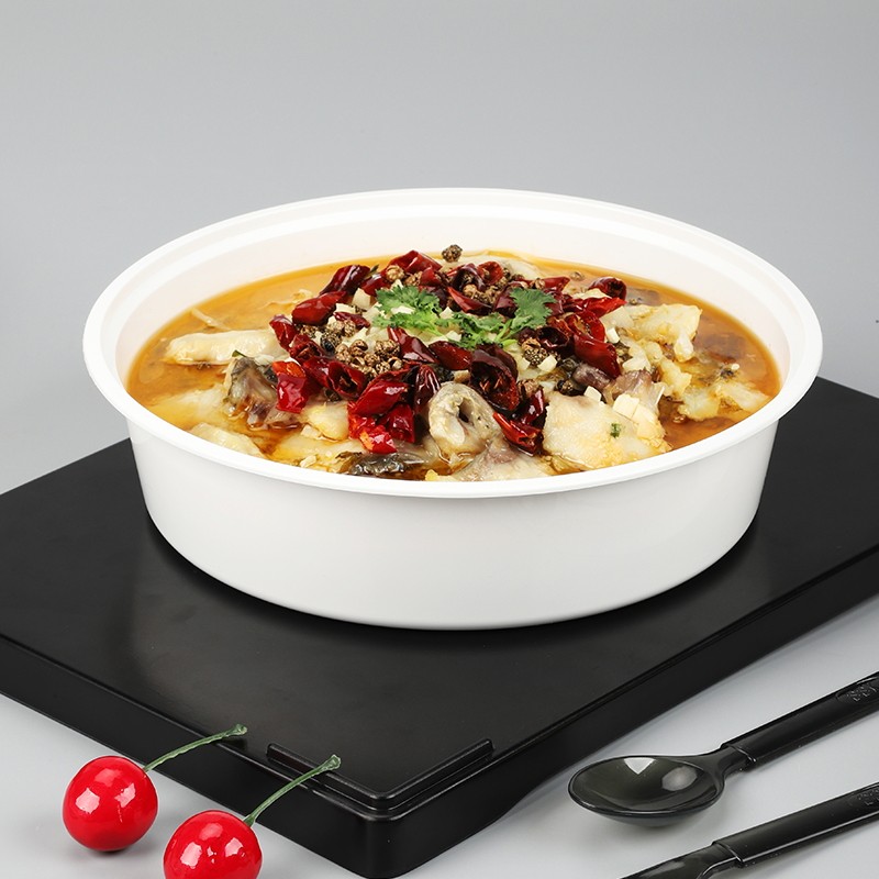 圆形一次性小龙虾快餐盒透明打包外卖饭盒加厚火锅盆塑料汤碗带盖