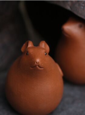 紫砂降坡泥宜兴摇钱鼠茶桌茶盘家居摆设小摆件茶宠茶玩小老鼠小号