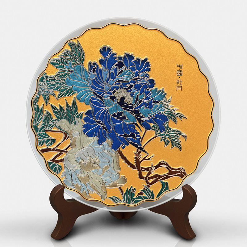 雅琅晶牡丹花摆件客厅办公桌中式家居饰品搬家礼物乔迁新居礼品