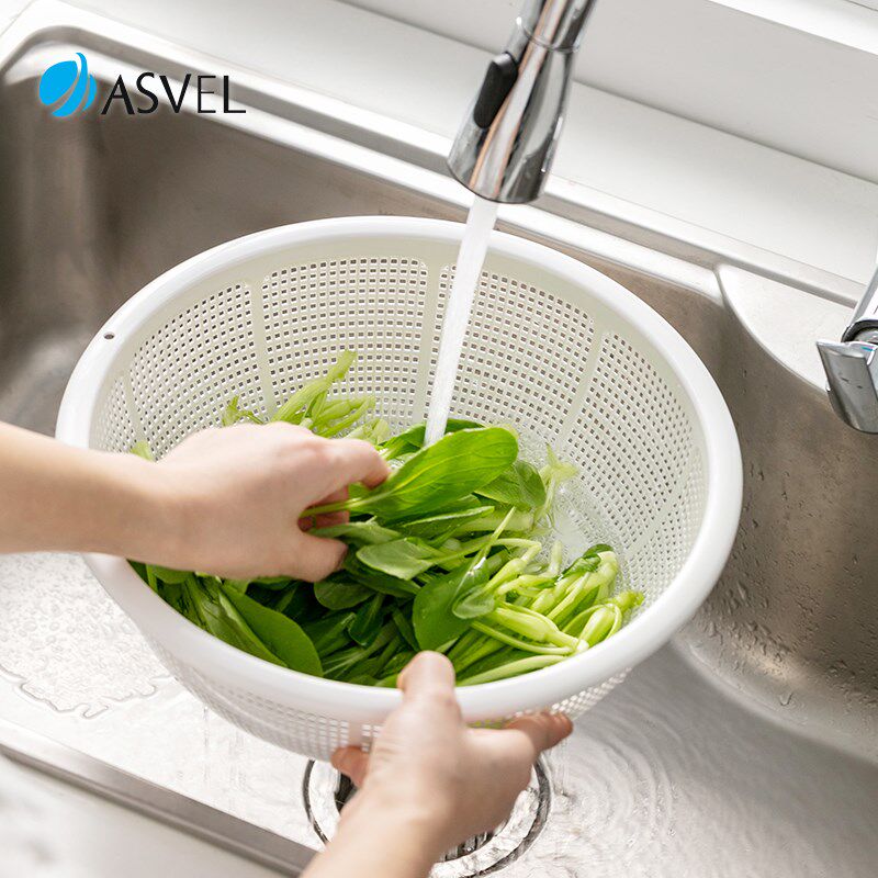 洗菜盆沥水篮日本进口asvel厨房客厅家用菜篮子滤水果收纳淘米篮