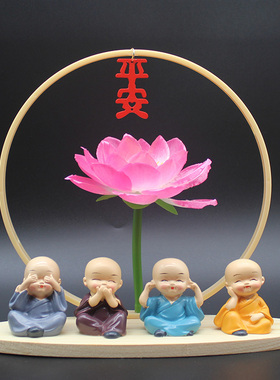 新中式禅意莲花家居装饰工艺品客厅玄关电视柜办公桌面小摆件摆设