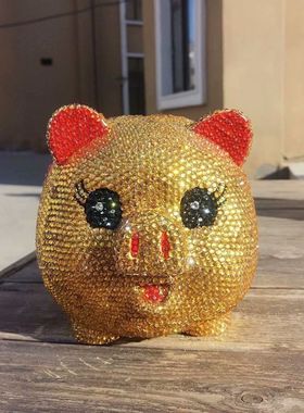 手工贴钻猪年卡通猪猪大号存钱罐小猪猪儿童储蓄罐储钱罐防摔礼物