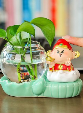 小神仙水养绿萝水培装饰家居办公室桌面工位花瓶客厅插花清新摆件