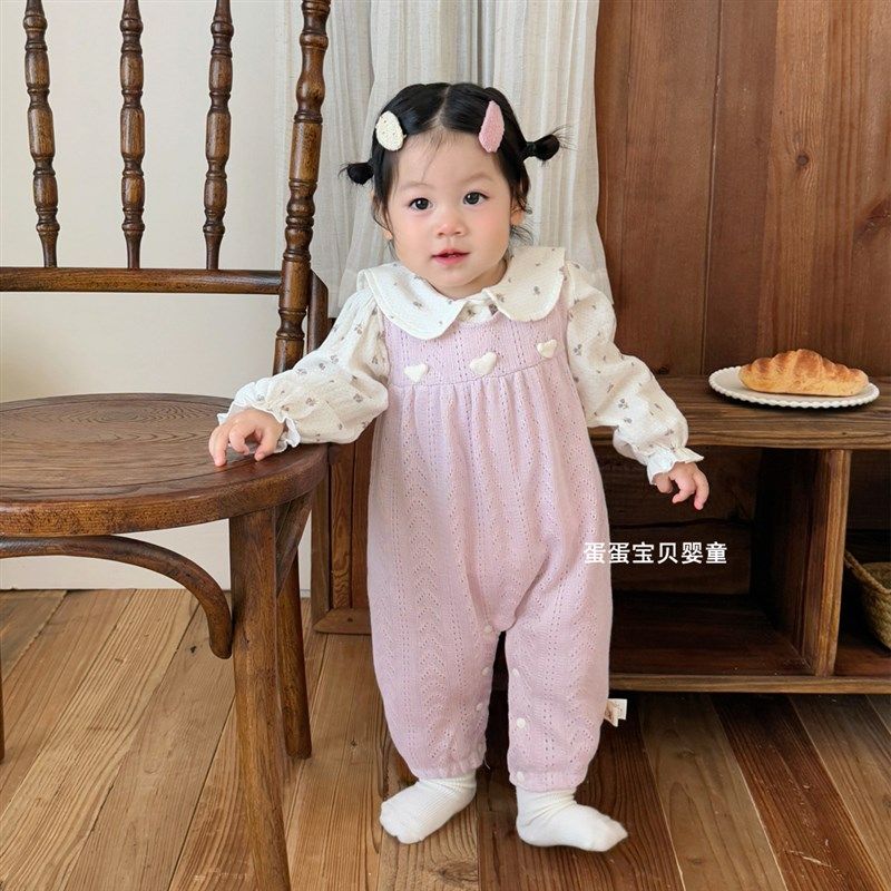 2025春季新款婴儿衣服女宝宝春装背带裤套装洋气超萌公主一岁幼儿