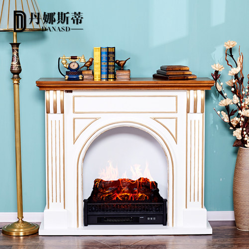 美式欧式壁炉 1.2米实木壁炉架 电子壁炉取暖器家用 别墅名宿装饰