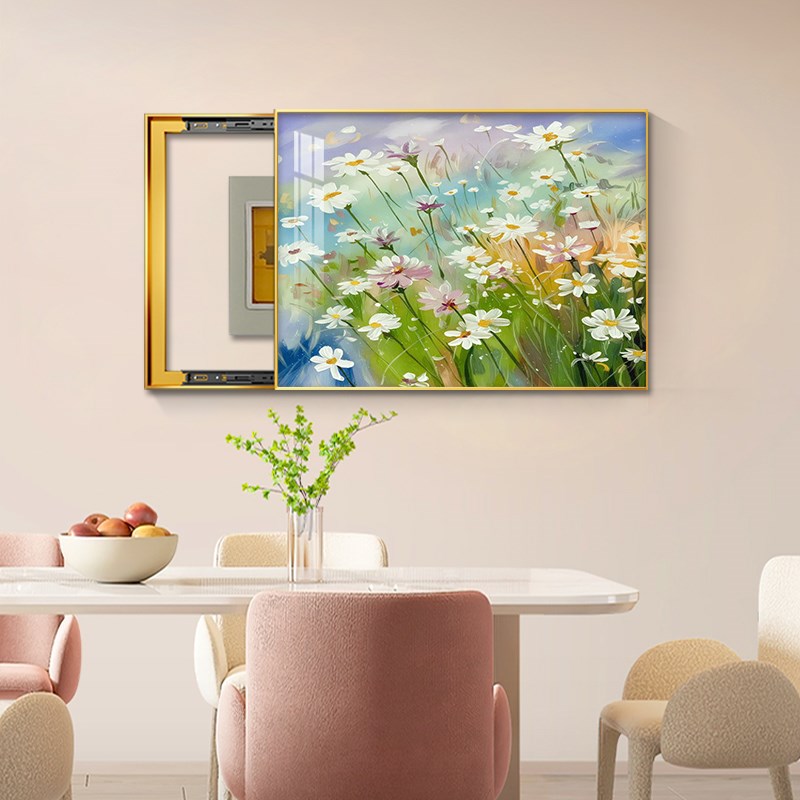 风景油画电表盒配电箱装饰画奶油风抽象花卉电闸盒遮挡挂画免打孔