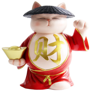 国潮招财猫摆件开业送礼品高档家用前台朋友开店铺贺礼物小发财猫