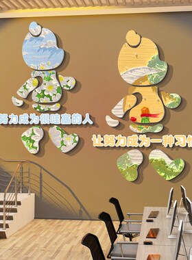 网红墙面装饰企业办公司室进门形象励志标语氛围布置画高级感形象