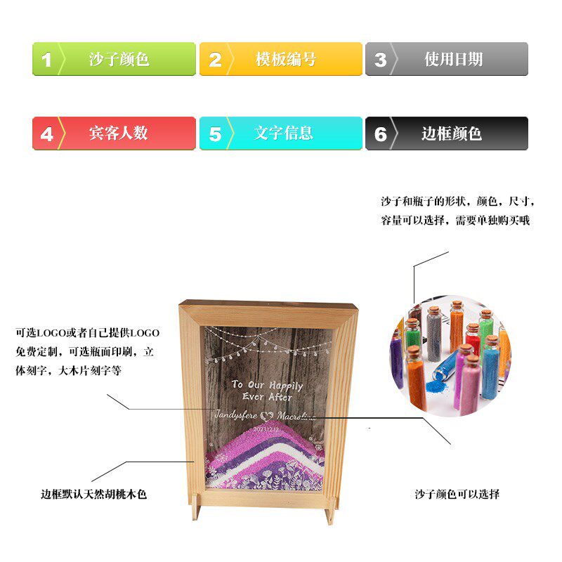 紫色浪漫婚礼流沙签到框沙画签名礼金簿/签名册