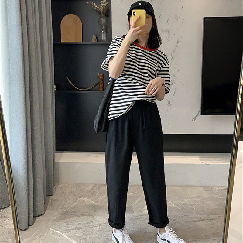 大码女装微胖妹妹mm休闲阔腿2021夏季薄款宽松显瘦老爹裤子200斤