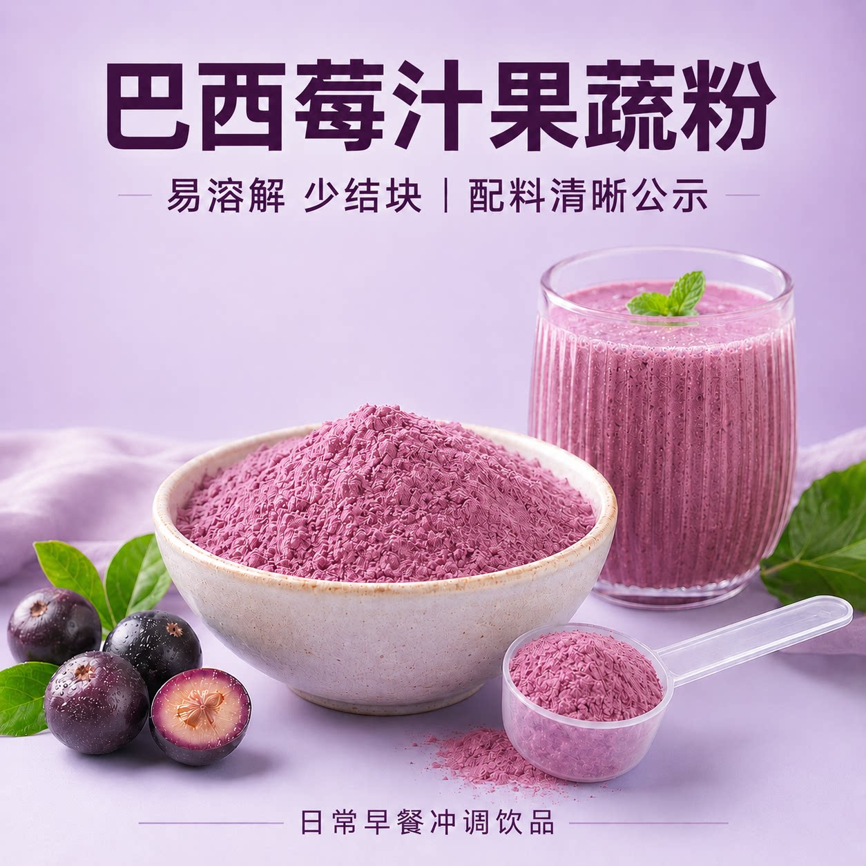 津杰冻干巴西莓粉代餐奶昔冲饮