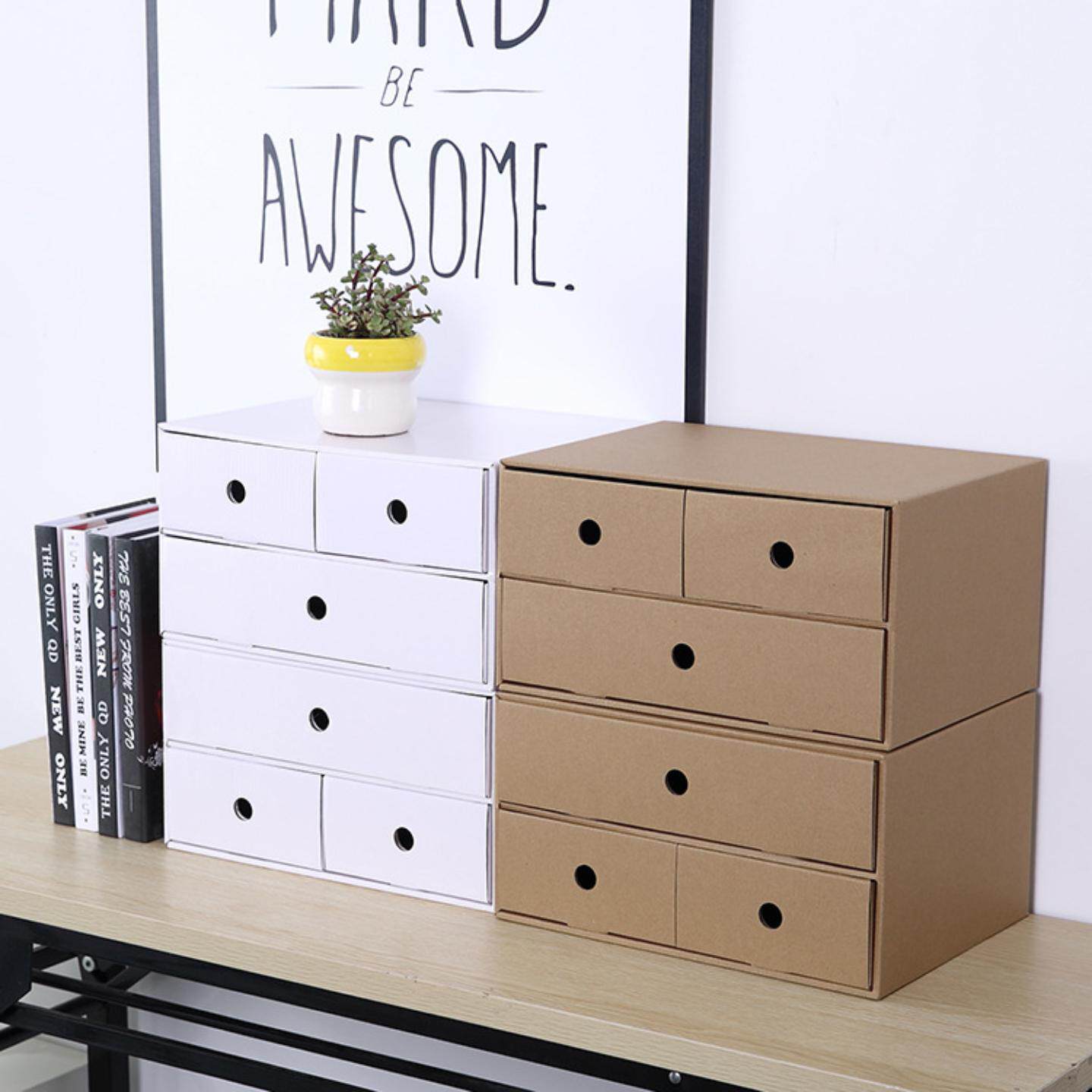 纸质桌面收纳盒办公学生文件收纳整理盒收纳柜多层抽屉整理柜桌面文件