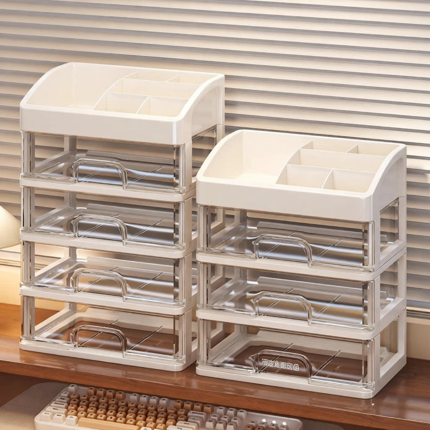 抽屉式桌面收纳盒办公室书桌多层储物柜文件文具宿舍桌上置物架子
