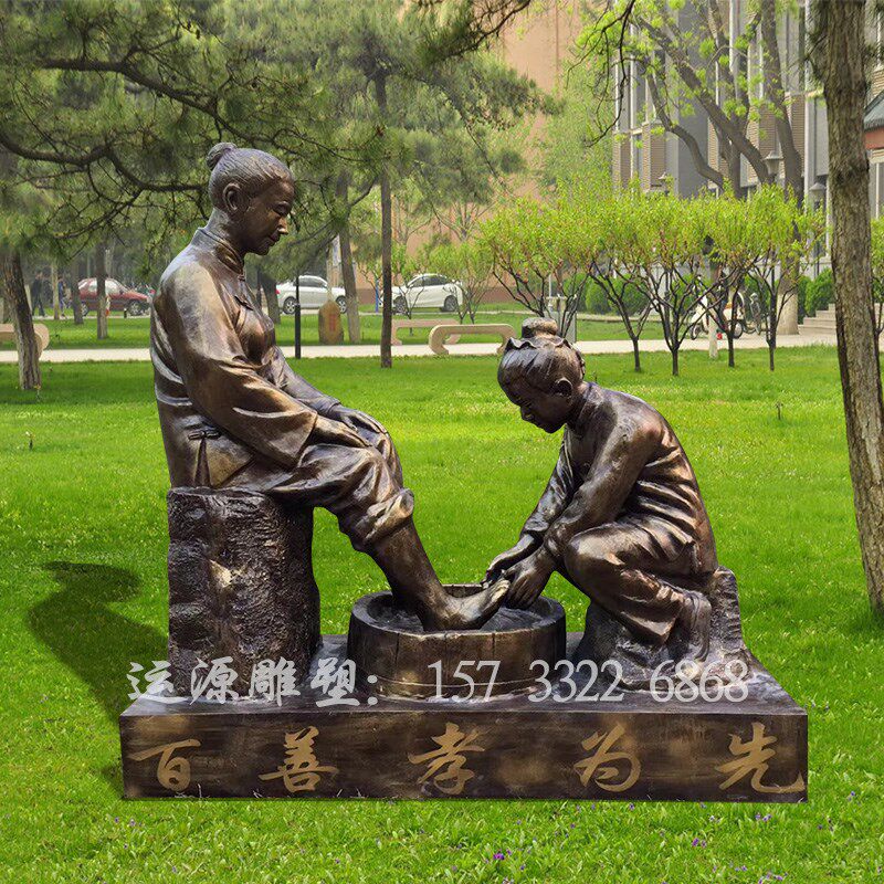 玻璃钢铸铜人物雕塑定制仿铜民俗园林景观农耕铜像小吃街铜人厂家