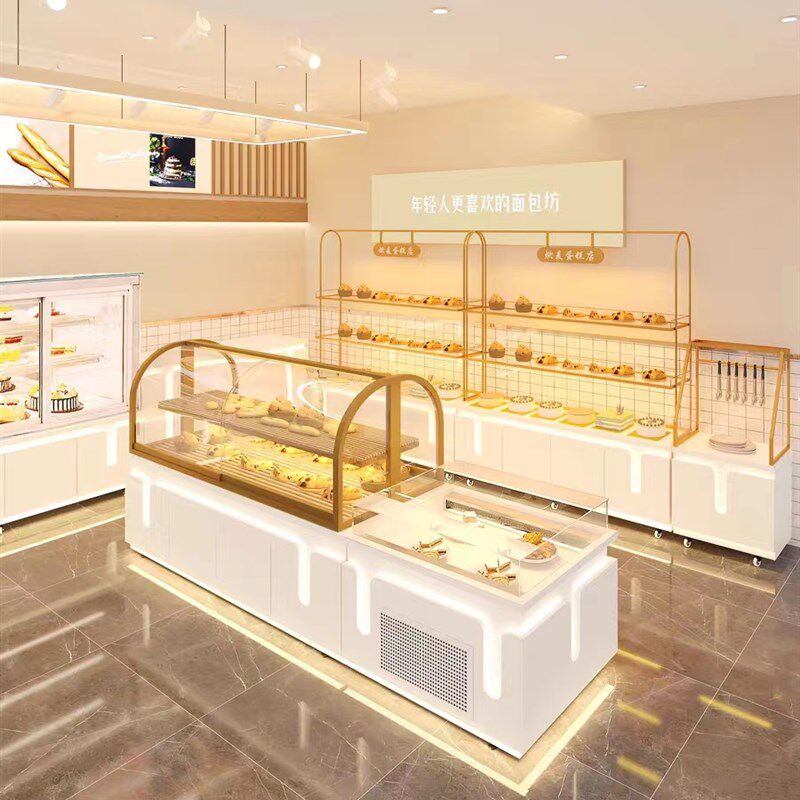 面包柜展示柜面包中岛柜弧形玻璃蛋糕店模型展示柜烘培边柜展示架