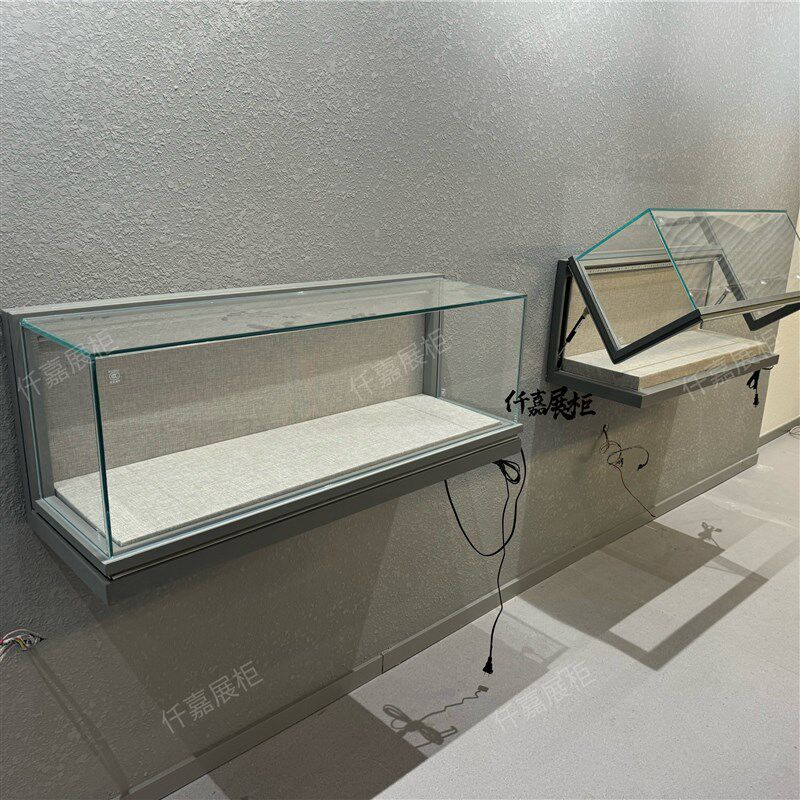 博物馆玻璃展示柜壁柜悬挑柜文物液压挂墙式产品展览陈列柜台吊柜